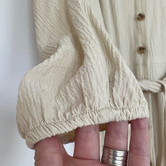 Calvin Klein Button Down Shirt Dress Womens 6 Medium Textured Belt Tie Waist - Picture 9 of 11